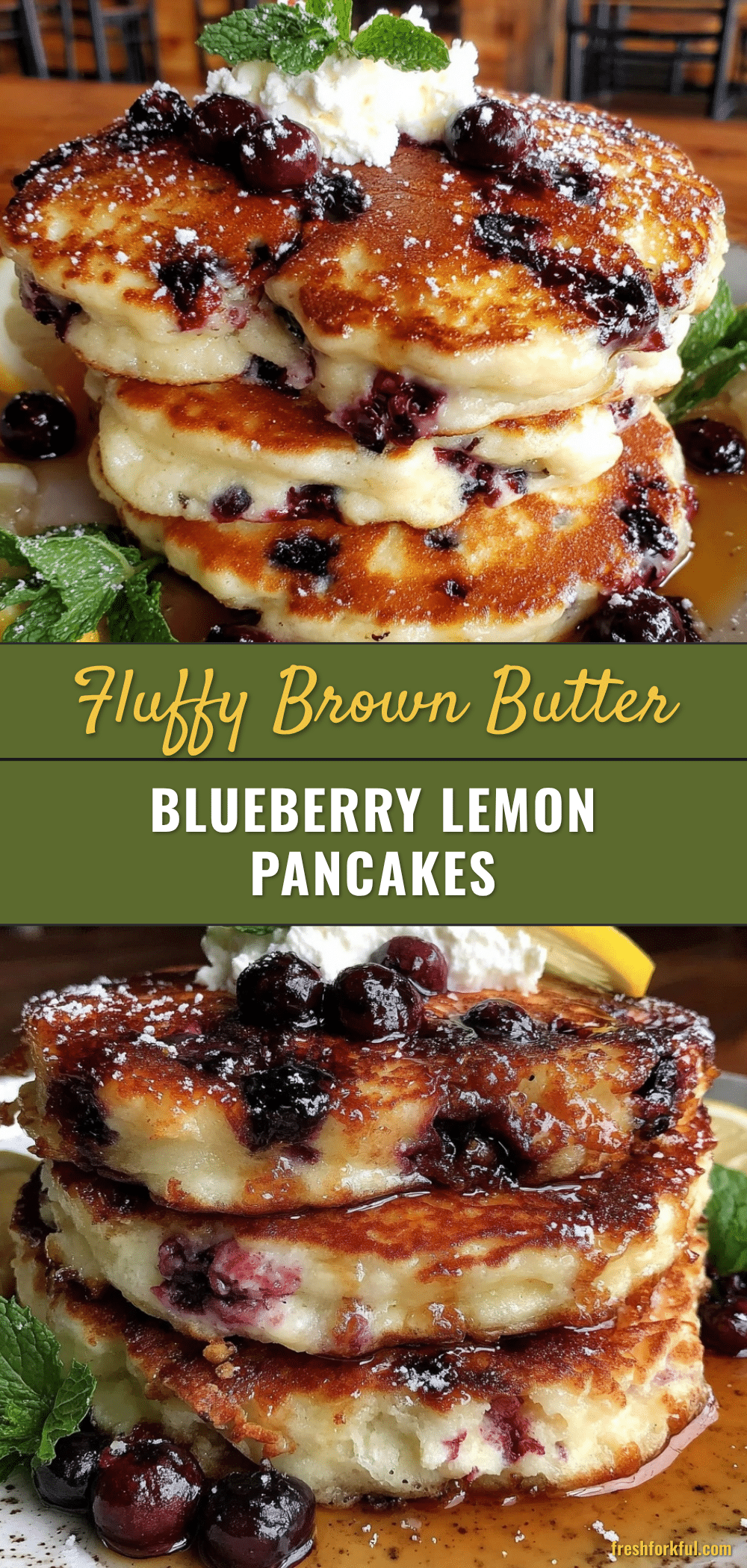 brown butter blueberry lemon ricotta pancakes recipe