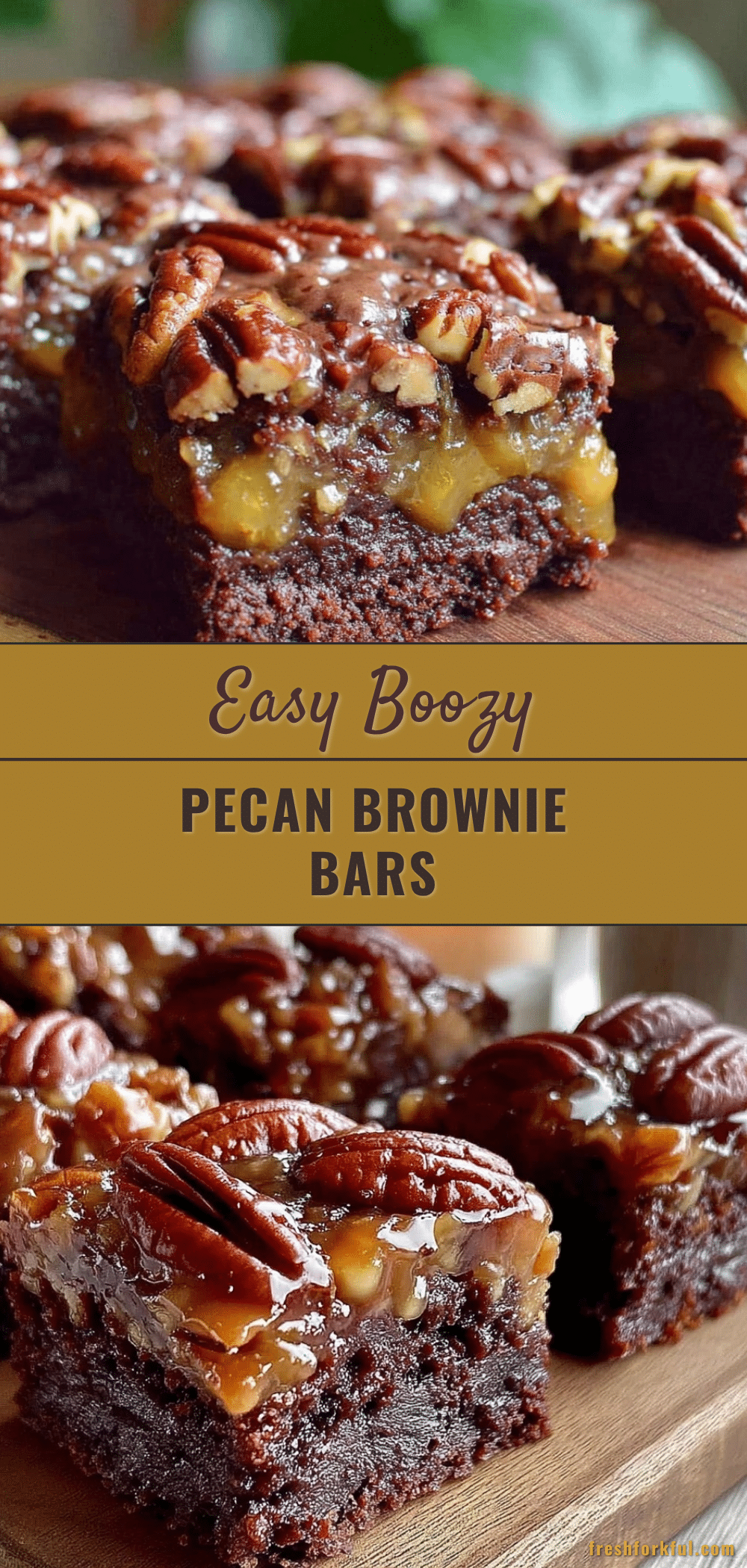 Easy Bourbon Pecan Brownie Bars recipe
