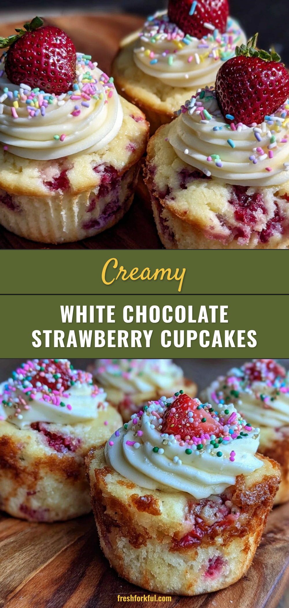 white chocolate strawberry cheesecake stuffed cupcakes recipe