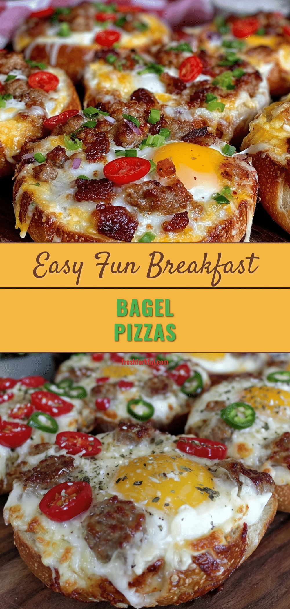 breakfast pizza on bagels recipe