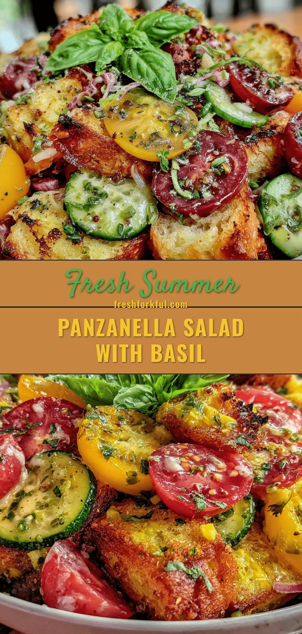 fresh light summer tomato cucumber panzanella salad recipe