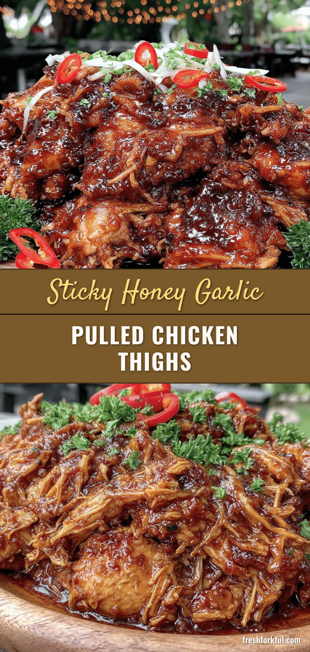 slow cooker honey garlic pulled chicken thighs recipe