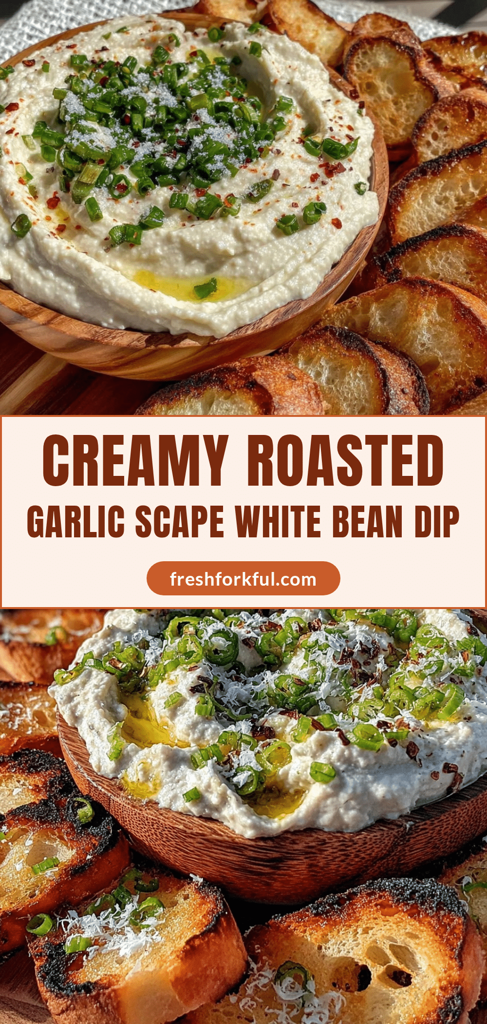 creamy roasted garlic scape and white bean dip recipe