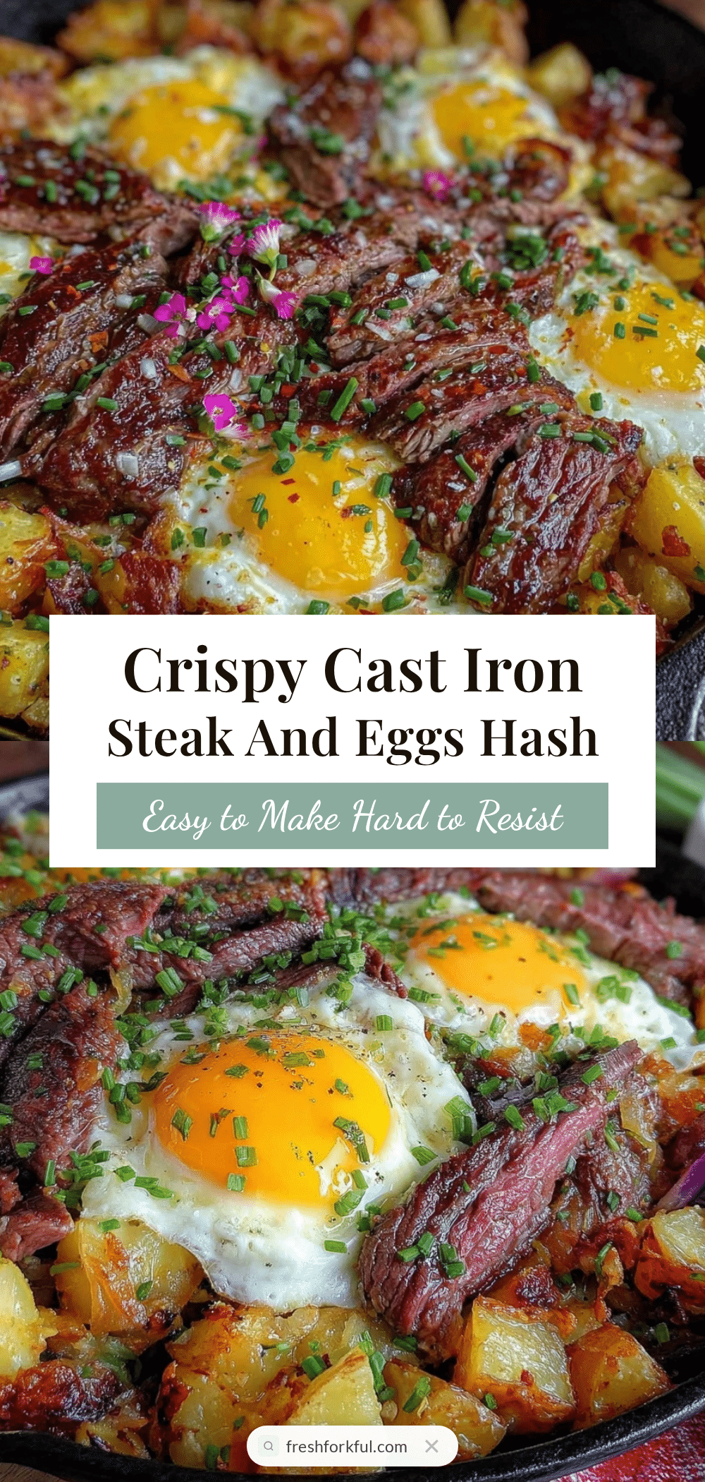 crispy cast iron skillet steak and eggs hash recipe