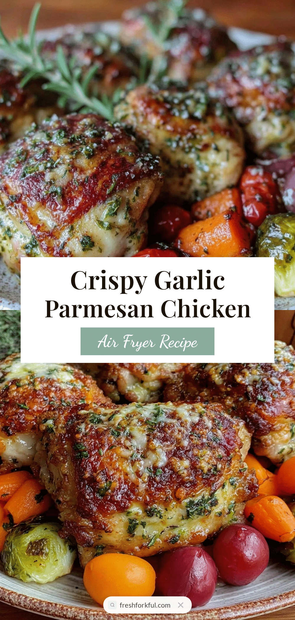 crispy garlic parmesan air fryer chicken thighs recipe