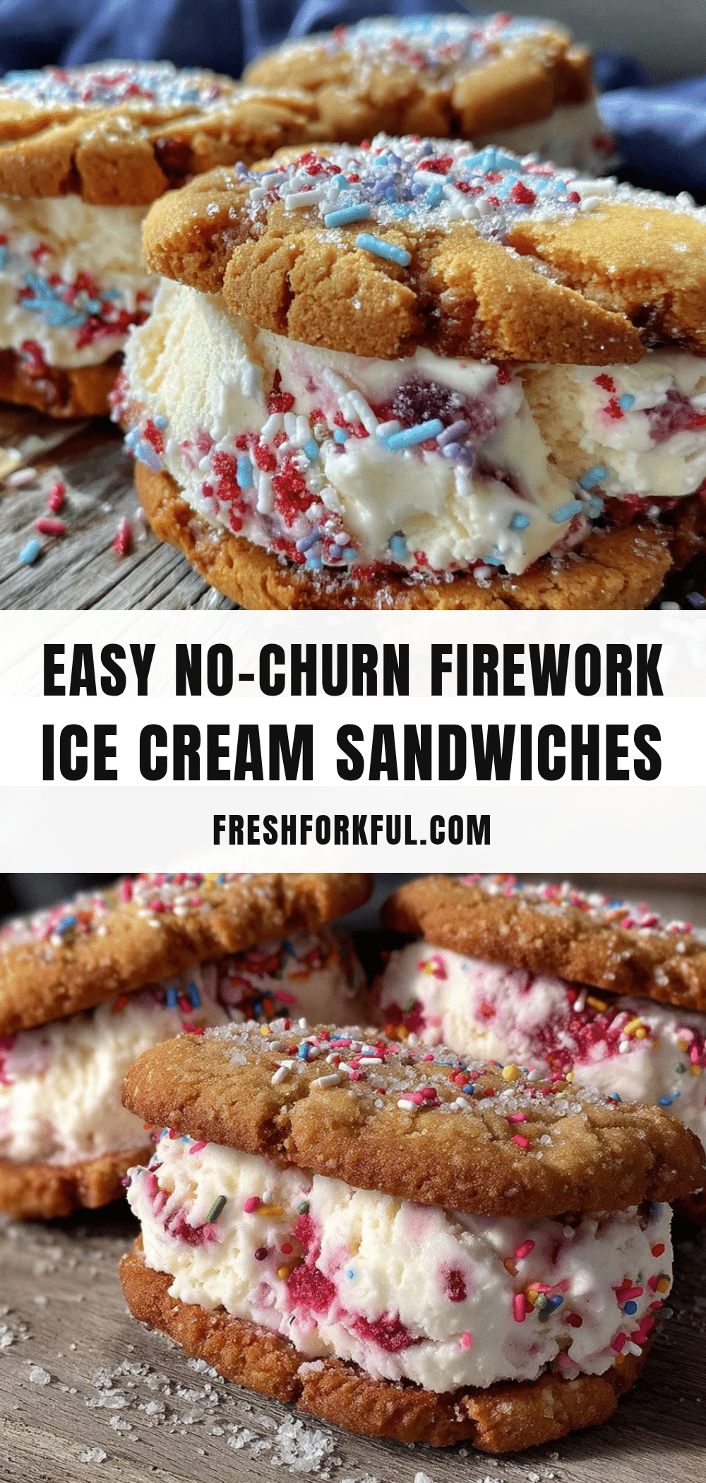 no-churn firework ice cream sandwiches recipe