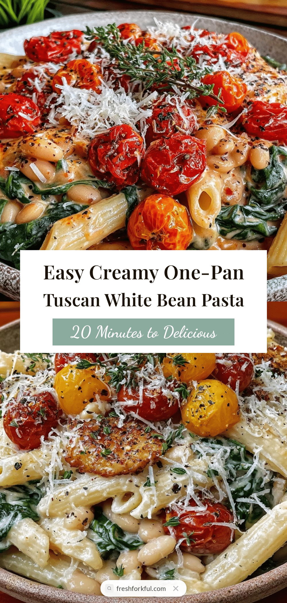 Easy Creamy One-Pan Lazy Tuscan White Bean Pasta recipe