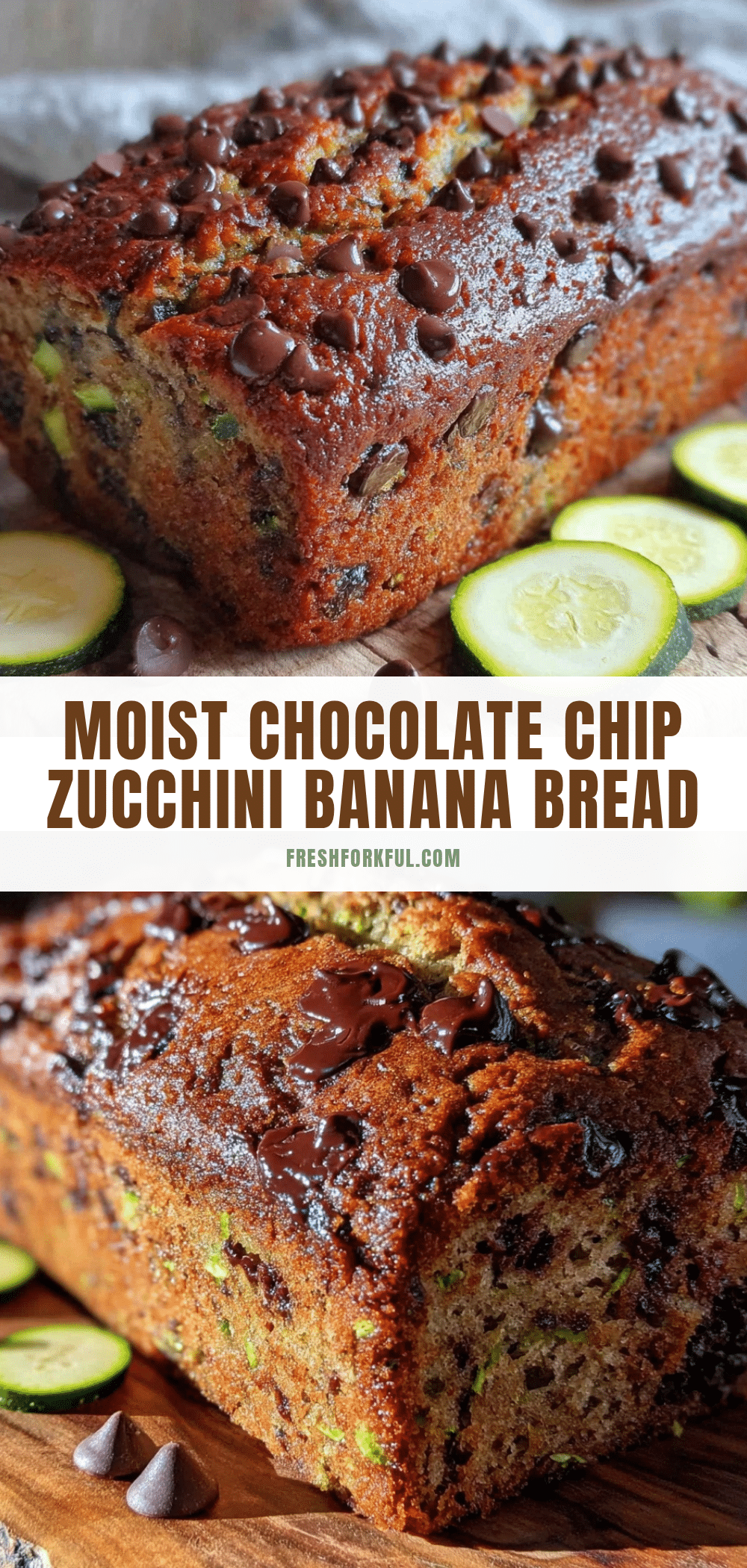 moist homemade chocolate chip zucchini banana bread recipe