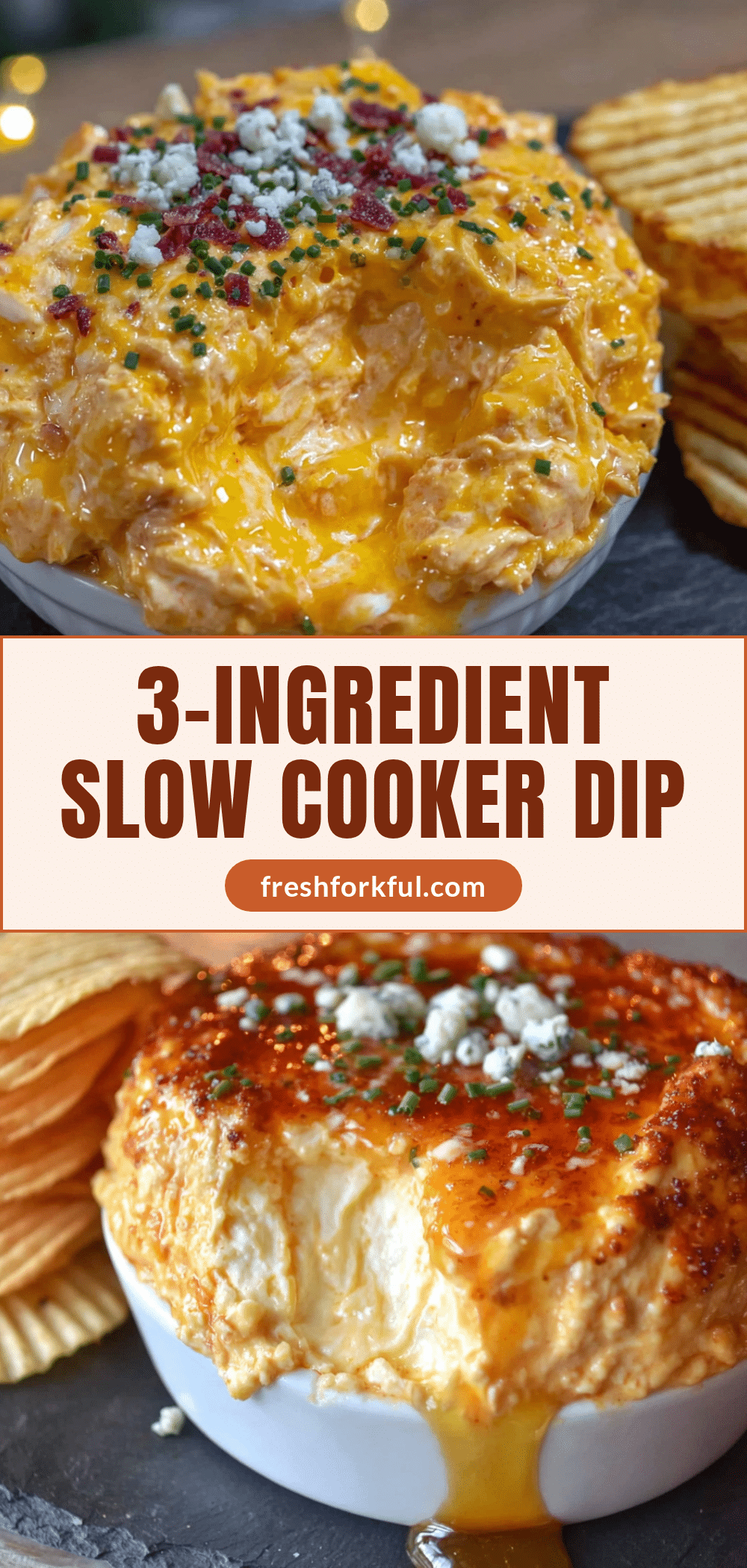 3-ingredient slow cooker buffalo chicken dip recipe