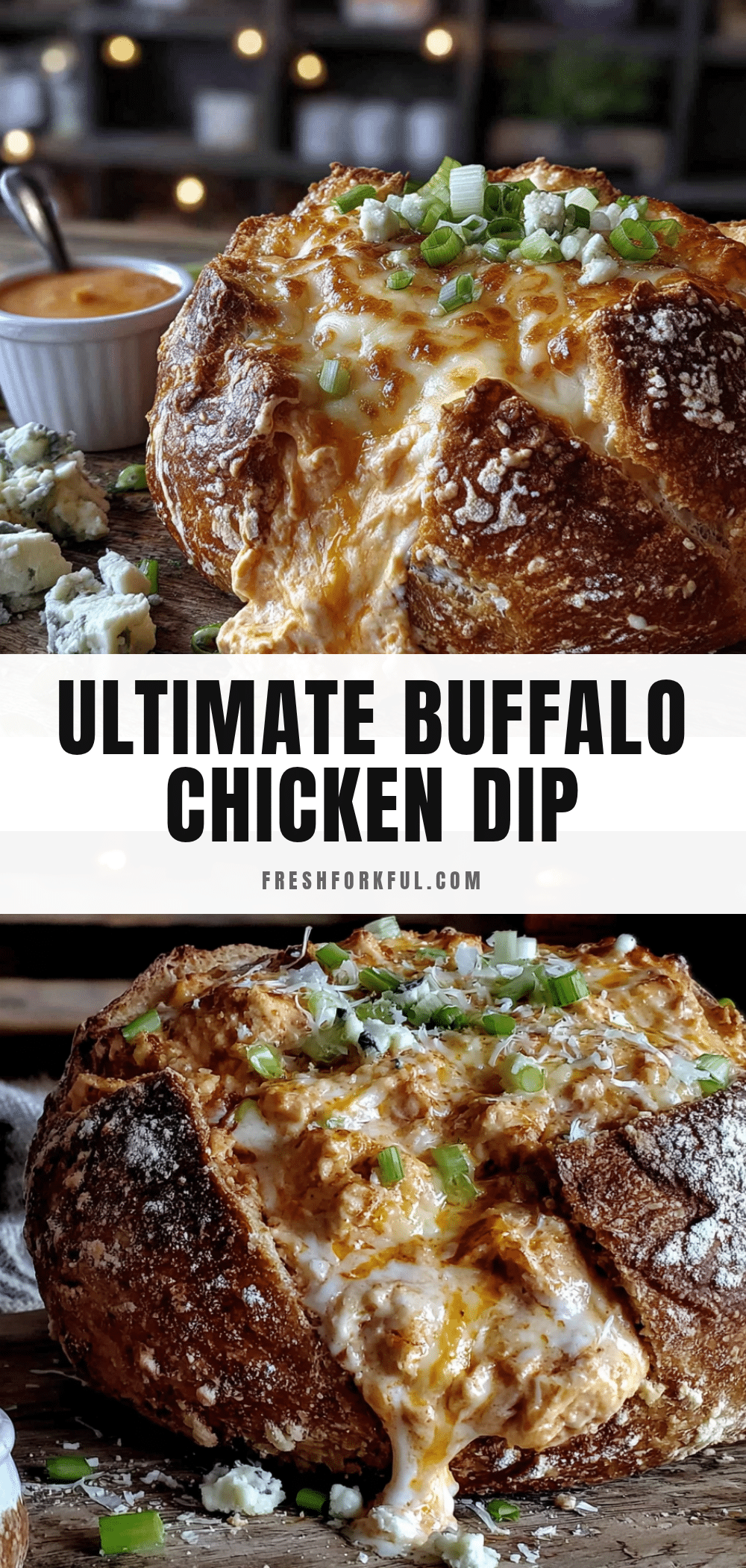 buffalo chicken dip stuffed bread bowl recipe