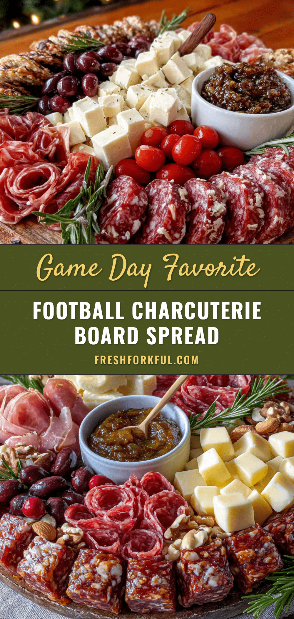 football-shaped charcuterie board recipe