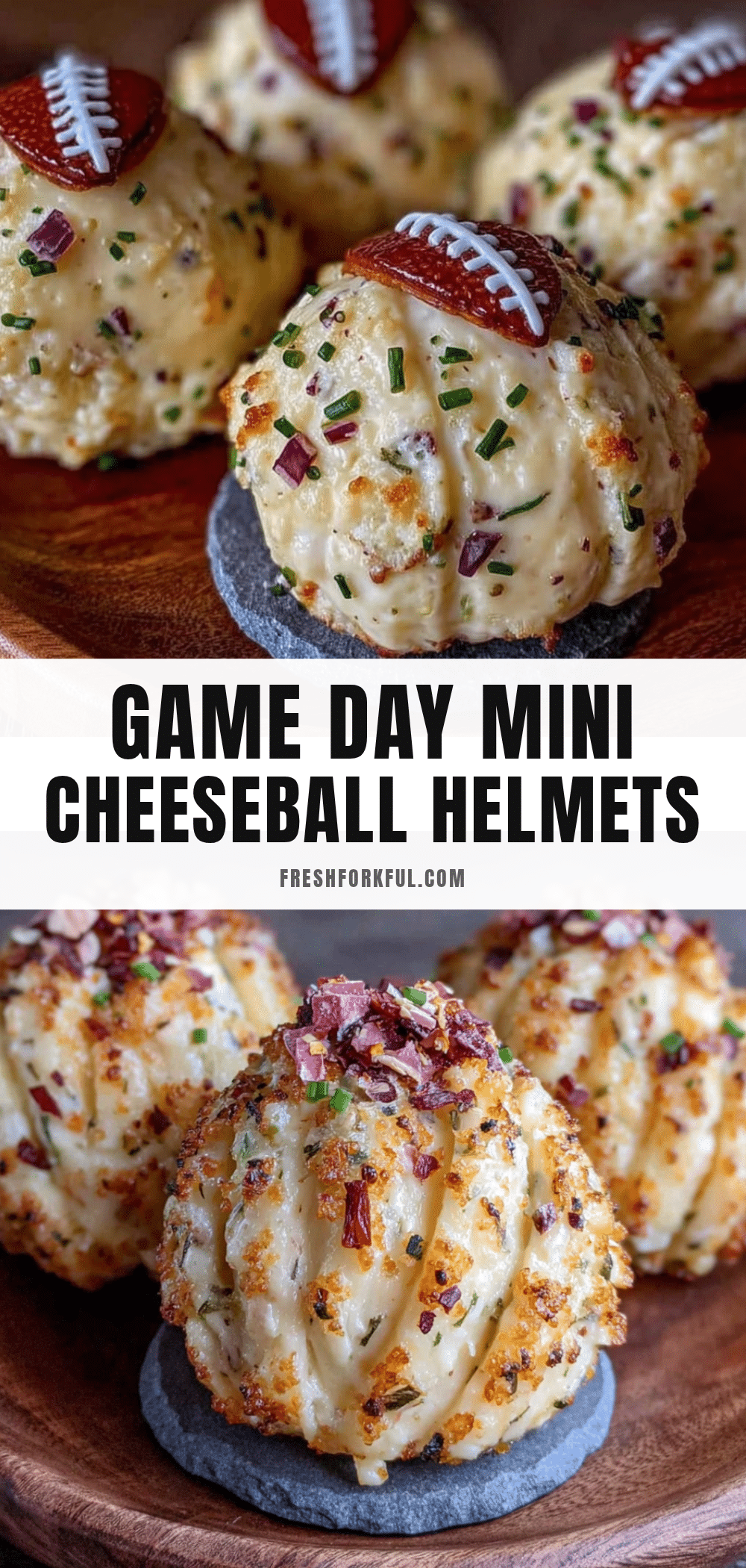 Game Day Mini Football Helmet Cheeseball Bites recipe