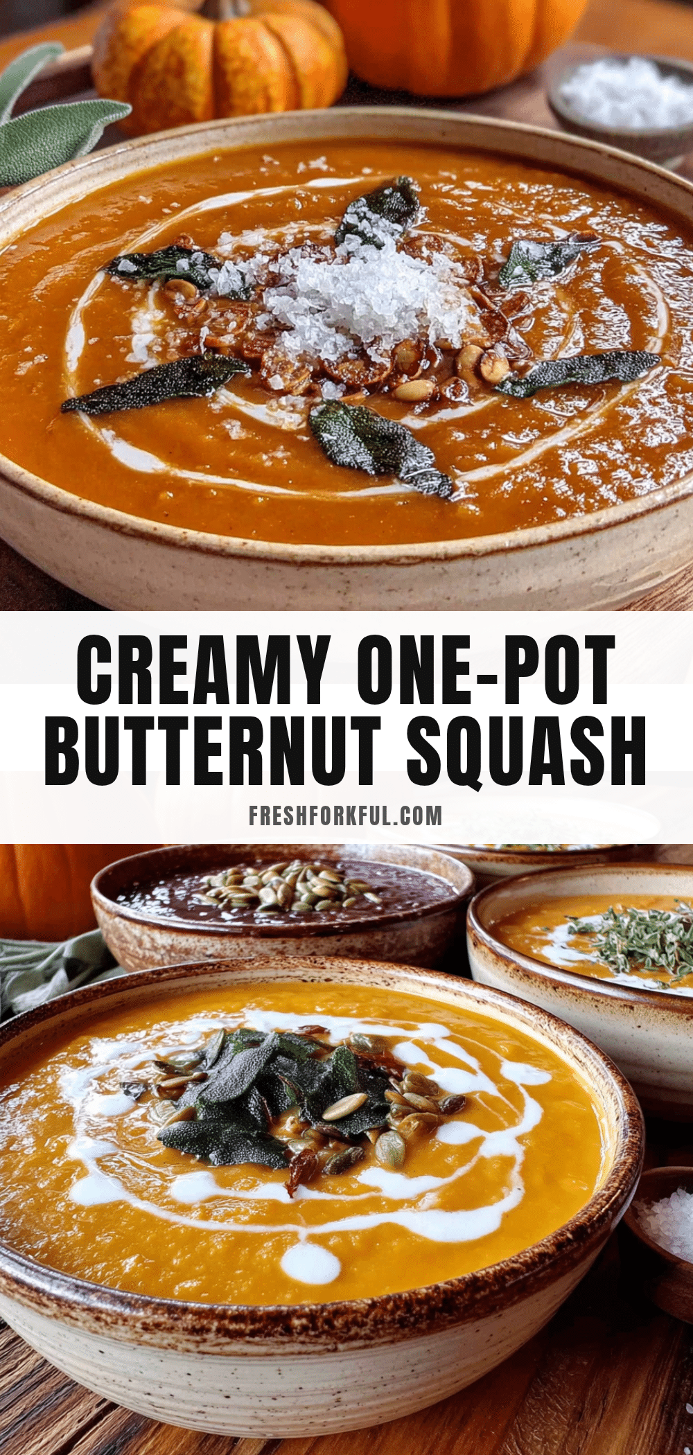 creamy one-pot butternut squash soup with crispy sage recipe