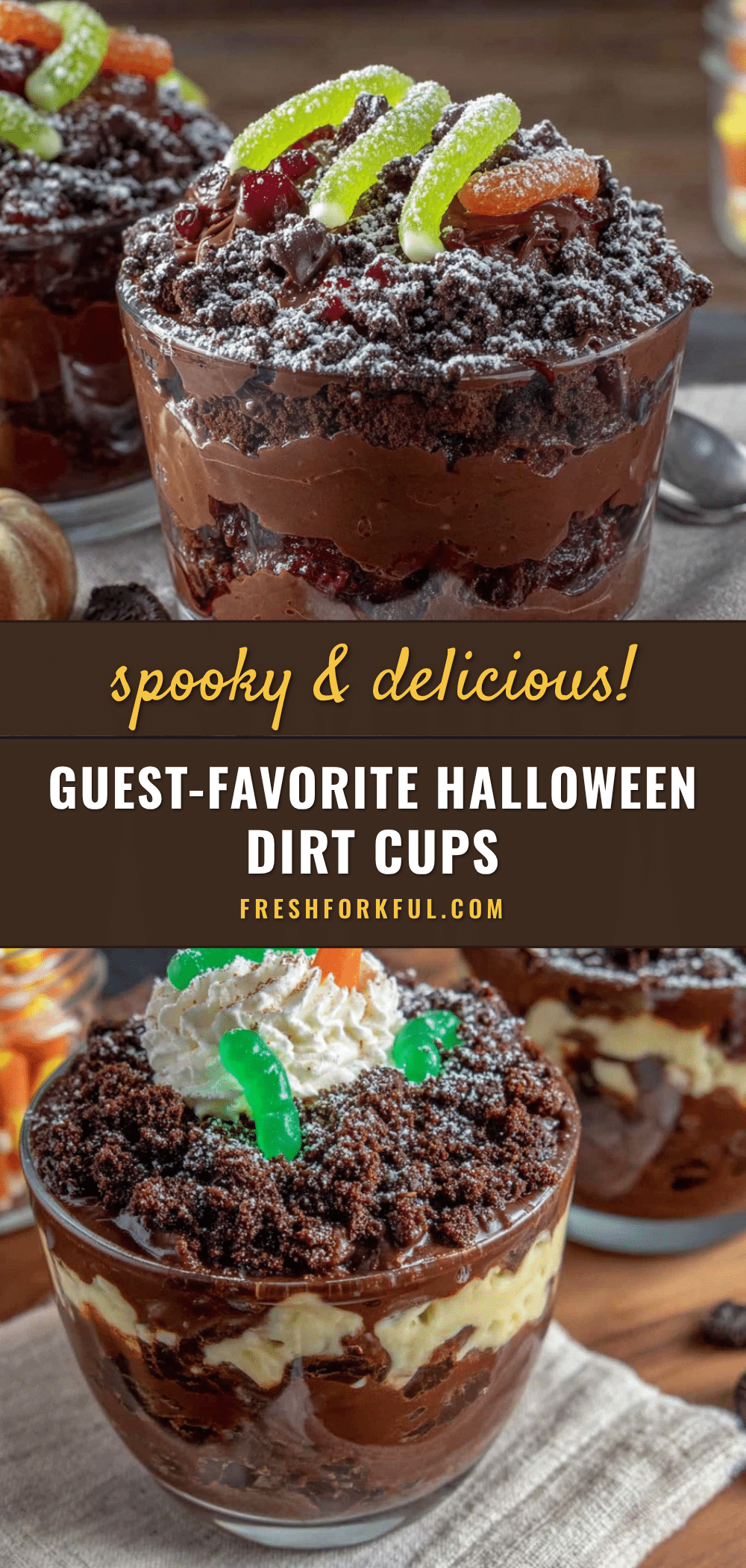 halloween dirt cups with gummy worms recipe