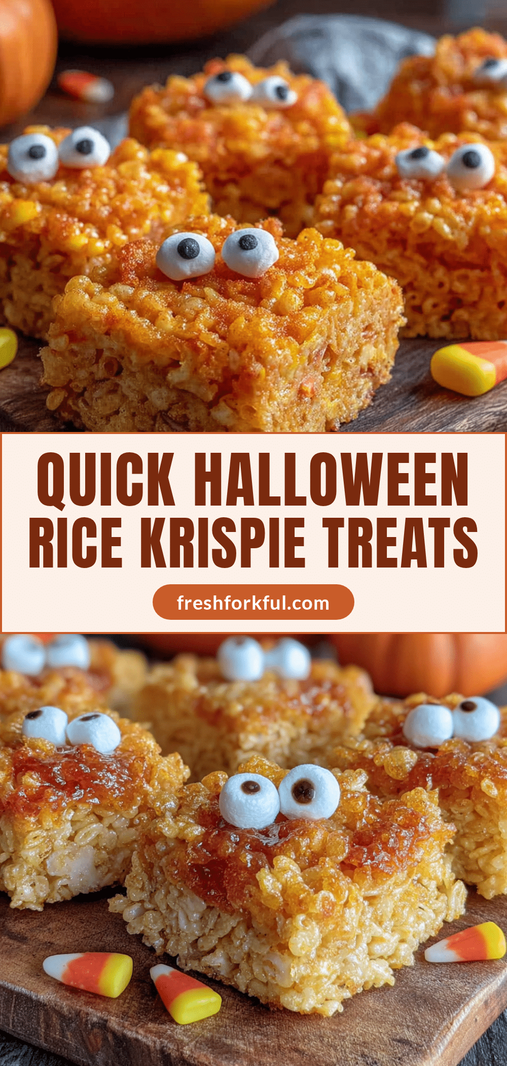 Halloween Rice Krispie Treats with Candy Eyes recipe