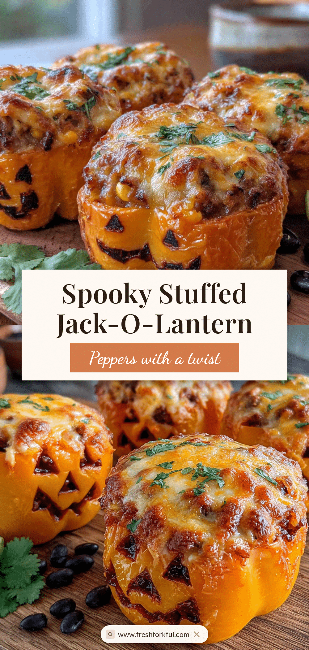 jack-o-lantern stuffed bell peppers recipe