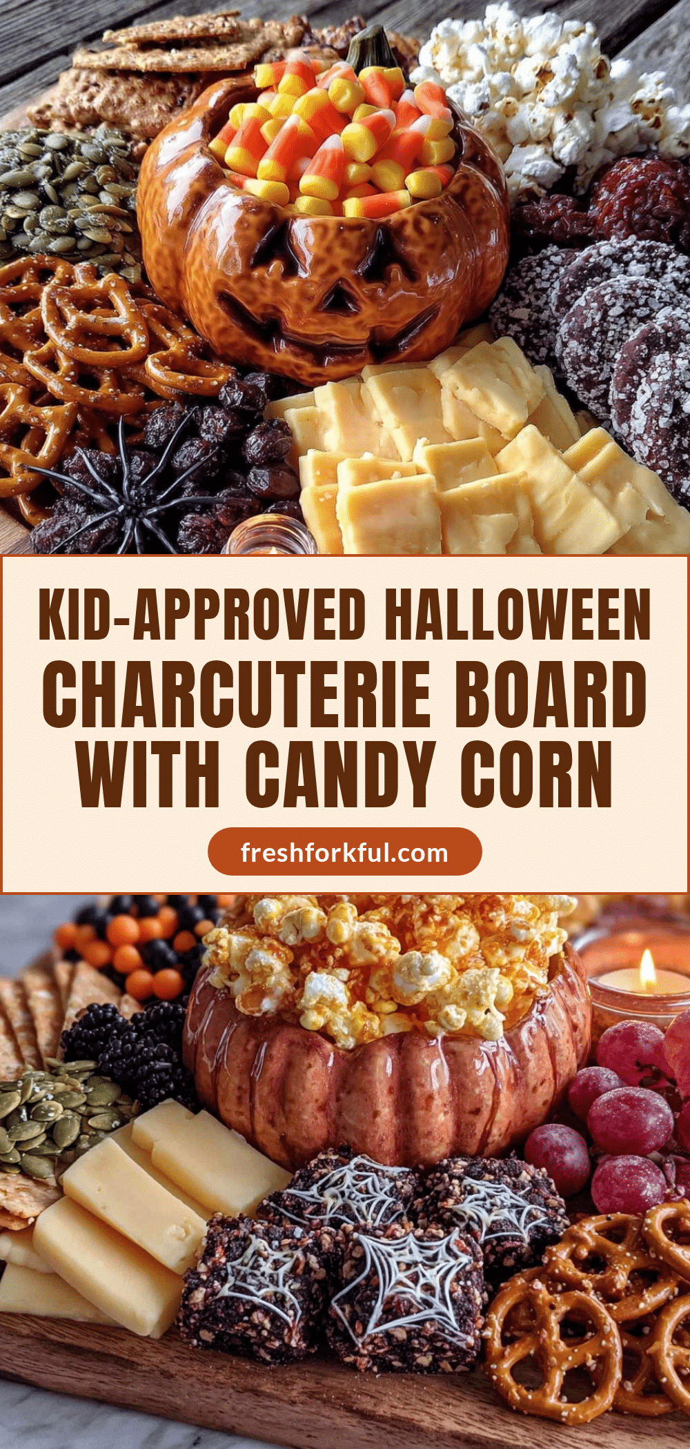 Kid-Approved Halloween Charcuterie Board with Candy Corn recipe