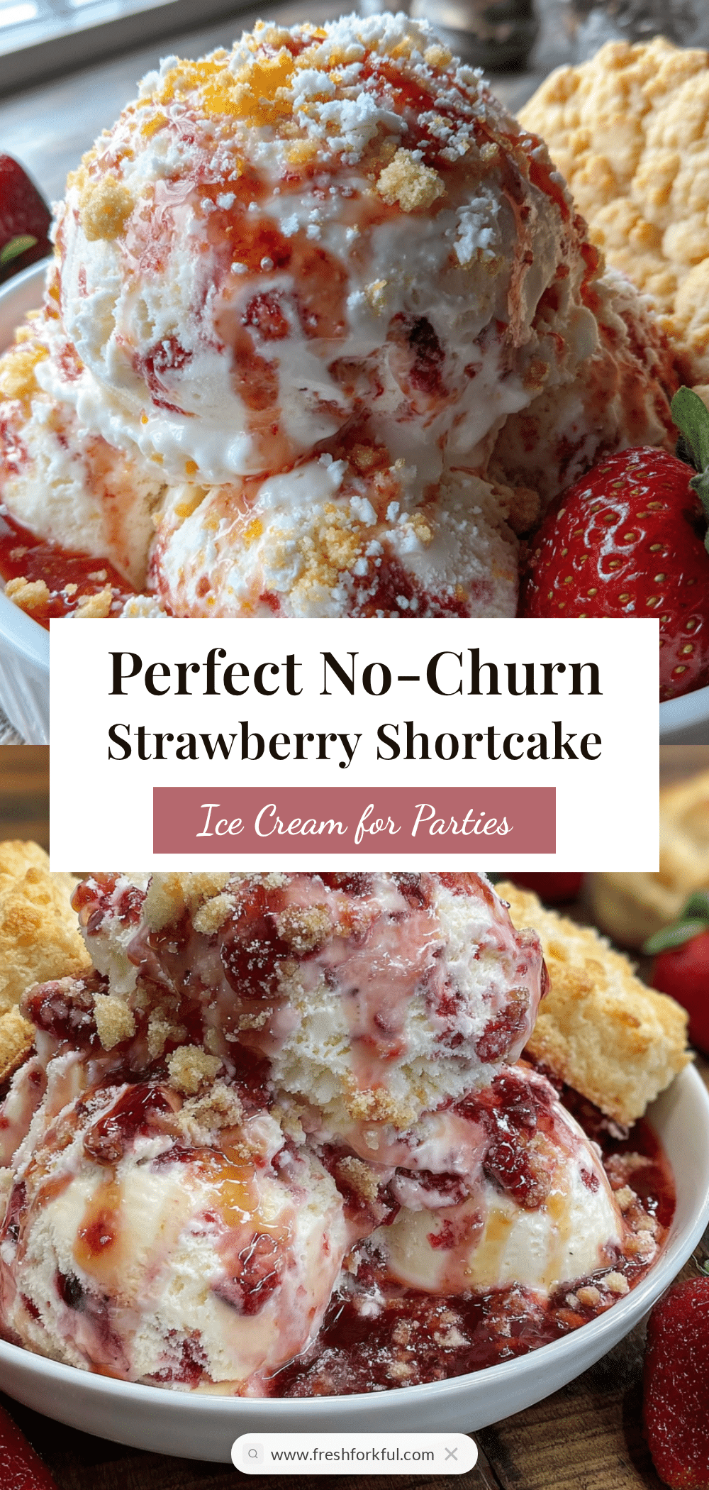 no-churn strawberry shortcake ice cream recipe