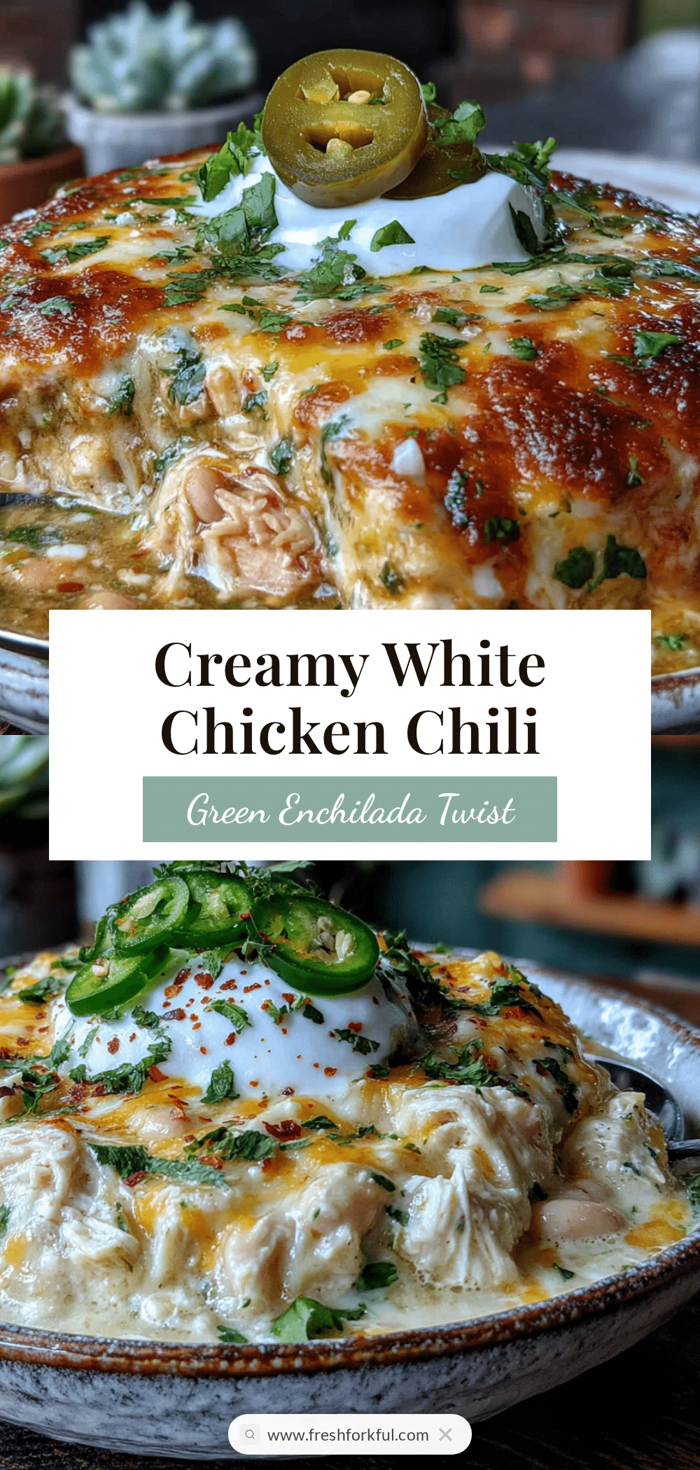 creamy white chicken chili with green enchilada sauce recipe