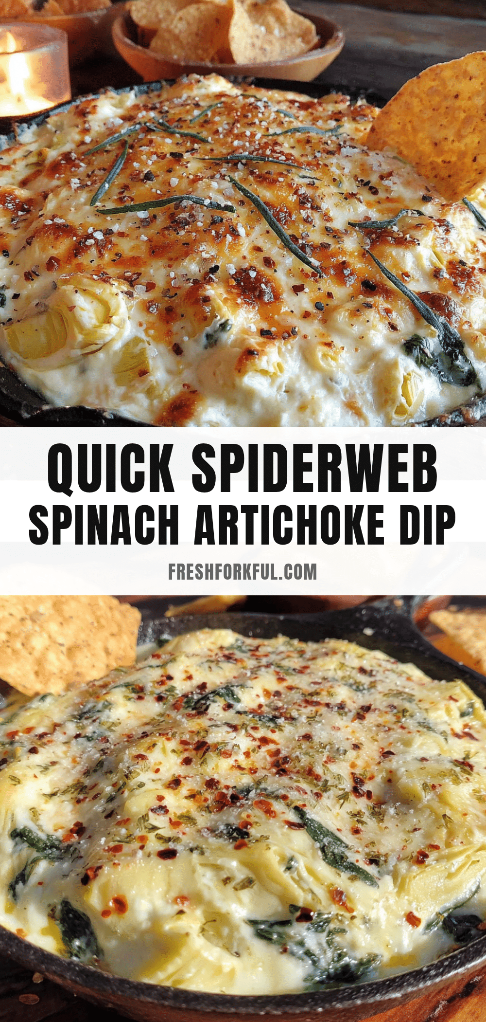 quick spiderweb spinach artichoke dip recipe